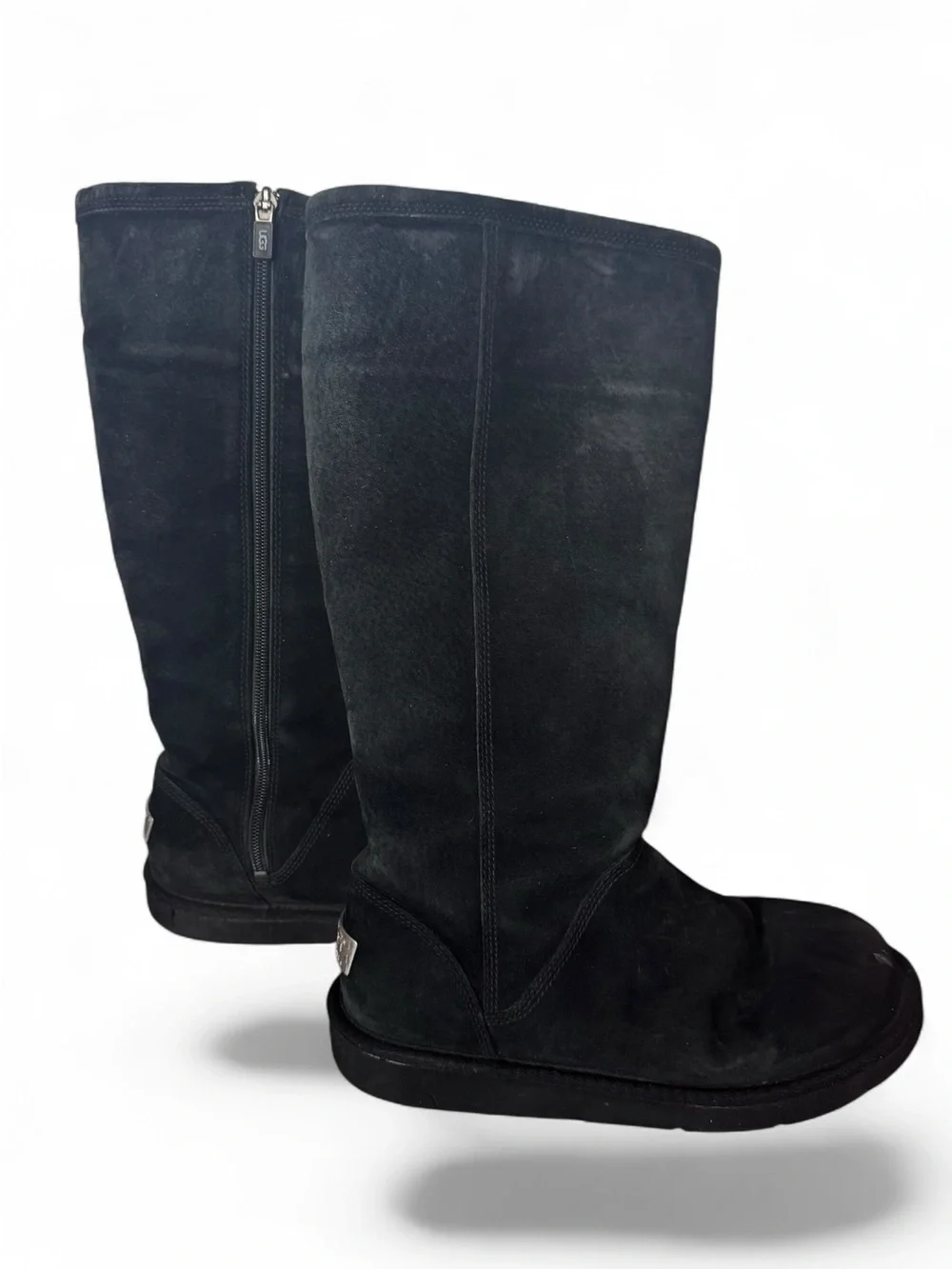 UGG Black 1891 Suede Knee-High Zip Boots Size 8